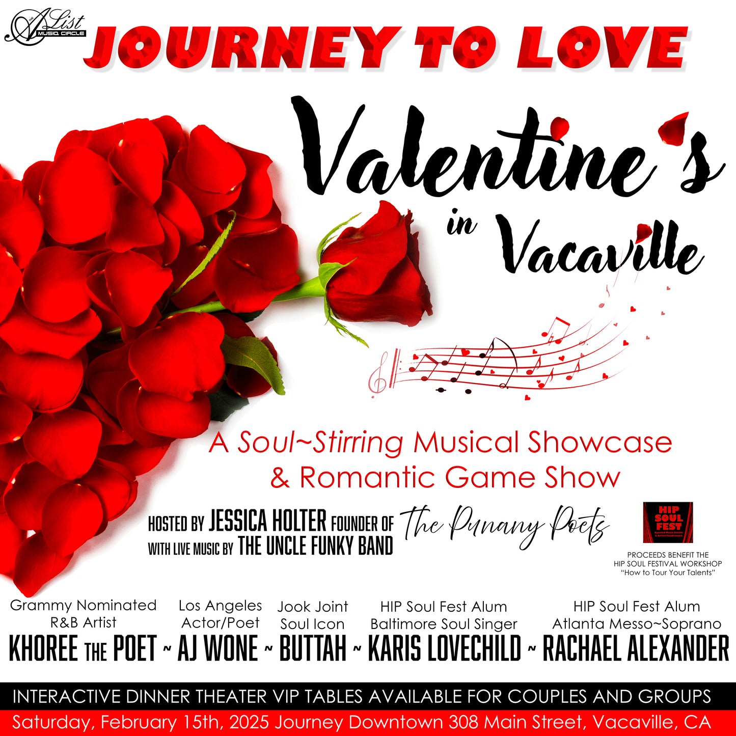 FEB 15, 2025 ~ "Valentine's in Vacaville: Journey to Love"—a full-bodied entertainment experience for your mind, body, and soul.